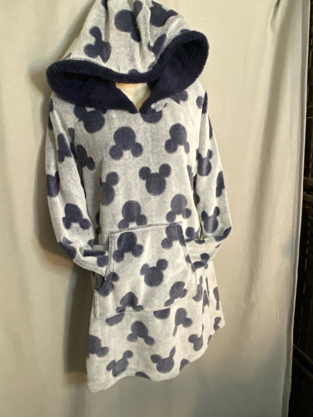 Disney Gray and Navy Plush Hooded Sweater Dress